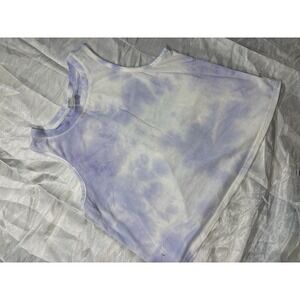 90 Degree by Reflex Tie Dye Sleeveless Crew Neck Stretch Tank Top S Purple White